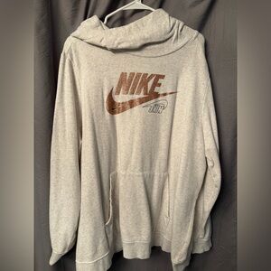Nike Womens Heathered Gray Cowl Neck Hoodie with Gold Glitter Logo